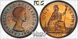 1970 Great Britain One Penny Pcgs Pr63rb Color Toned Proof Coin In High Grade