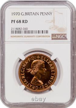 1970 Great Britain Penny Pf 68 Rd Ngc Toned Coin Finest Known