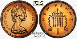 1971 Great Britain 1 New Penny Pcgs Pr66rd Toned Proof Only 7 Graded Higher
