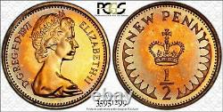 1971 Great Britain Half 1/2 New Penny PCGS PR67RD TONED COIN NONE GRADED HIGHER