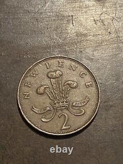 1971 NEW PENCE 2p British Queen Elizabeth II Coin Free Shipping (F36)