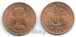 50 Coins BU Great Britain Half Penny Queen Elizabeth II Uncirculated 1954 1970