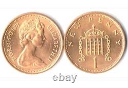 60 Queen Elizabeth II Coin LOT. UNC (30) Great Britain 5 Pence, (30) 1 Penny