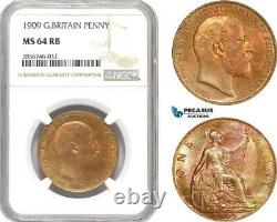 AE257, Great Britain, Edward VII, 1 Penny 1909, NGC MS64RB