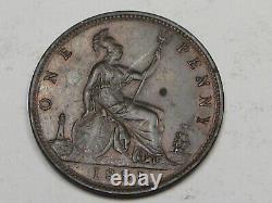 AU/UNC 1881 (L) London Mint ONE PENNY Great Britain Victoria. #28