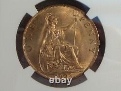 BU RED 1902 Low Sea Level Penny Great Britain NGC MS64+RD Only 3 Graded Higher