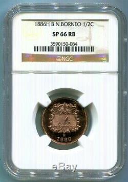 British North Borneo 1886H 1/2 Cent in NGC SP 66 RB