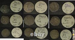Collection of 9, UK Great Britain Edward I Silver Penny from Old Seaby Auctions