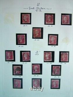 Collection of Victorian Penny Red postage stamps all different plate numbers