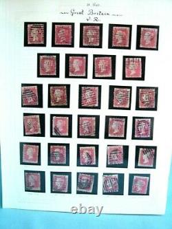 Collection of Victorian Penny Red postage stamps all different plate numbers