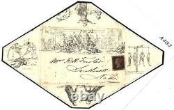 GB PENNY BLACK Cover MULREADY CARICATURE 1840 Lesage Clerical Envelope CERT A4G3