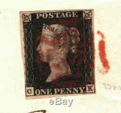 GB PENNY BLACK Cover Plate VII (CK) Sussex Lewes Red MX EL Brighton 1840 799c