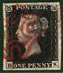 Gb Penny Black Qv Stamp Sg. 1 1d Plate 4 (hk) Red Mx (1840) Used Cat £525- Red10