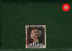 GB PENNY BLACK QV Stamp SG. 1 1d Plate 4 (HK) Red MX (1840) Used Cat £525- RED10