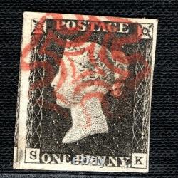 GB PENNY BLACK QV Stamp SG. 2 1840 1d Plate 3 (SK) Used Superb MX c£500- XRED7