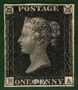 GB PENNY BLACK QV Stamp SG. 2 1840 1d Plate 5 (NA) Mint VLMM c£12,500+ CERT GOLD7