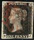 Gb Penny Black Qv Stamp Sg. 2 1840 1d Plate 7 (mj) Used Red Mx Cat £400- Xred5