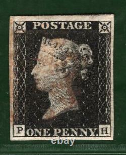 GB PENNY BLACK SG. 2 1840 1d Plate 1b (PH) Fine Used Red MX Cat £375 BLRED17