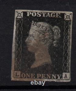 GB QV 1840 1d Penny Black with 4 margins fine used WS23184