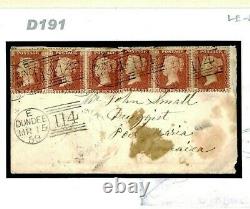 GB SG. 40 Cover JAMAICA MAIL 1859 Dundee 6d Rate Penny Reds PORT-MARIA CDS D191