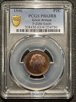 GB007 Rare 1846 Great Britain 1 Cent Copper PCGS Proof 63 RB