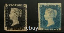 GREAT BRITAIN 1 + 2 Very Nice Mint No Gum Values PENNY BLACK, BLUE bd 505