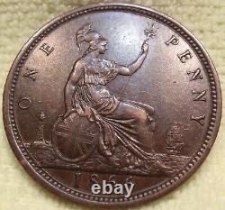 GREAT BRITAIN 1 Penny 1866 Bronze Victoria Choice XF-AU