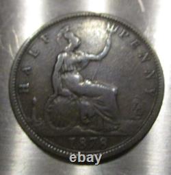 GREAT BRITAIN 1878 1/2 Penny, KM. 754, Very Rare- Small Date-FREE SHIPPING IN US