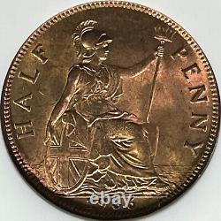 GREAT BRITAIN. 1936, 1/2 Penny NGC MS65 KGV, Seated Britannia, RB