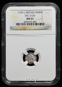 GREAT BRITAIN. George I, Silver Maundy Penny, 1720, NGC MS63
