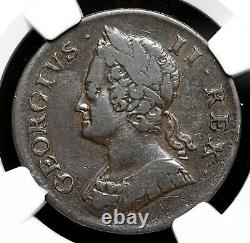 GREAT BRITAIN. George II, Copper Halfpenny, 1753, NGC XF40 BN