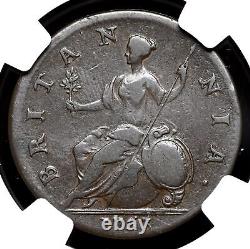 GREAT BRITAIN. George II, Copper Halfpenny, 1753, NGC XF40 BN