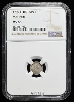 GREAT BRITAIN. George III, Silver Maundy Penny, 1792, NGC MS65, Gem BU