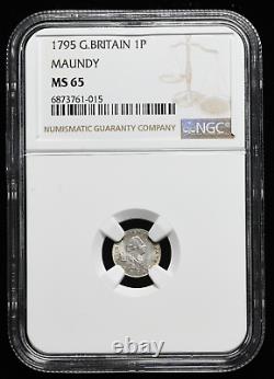 GREAT BRITAIN. George III, Silver Maundy Penny, 1795, NGC MS65, Gem BU