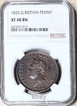 GREAT BRITAIN George IV Penny 1826 Km-693 NGC XF-40 BN
