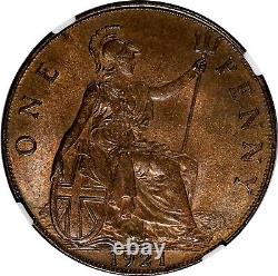 GREAT BRITAIN George V (1911-1936) Bronze 1921 Penny NGC MS64 BN KM# 810 (43)