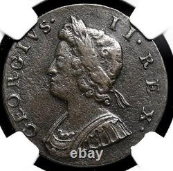 GREAT BRITAIN. King George II, 1734 AD England Halfpenny 1/2p, 1727-1760, NGC XF