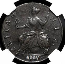 GREAT BRITAIN. King George II, 1734 AD England Halfpenny 1/2p, 1727-1760, NGC XF