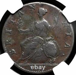 GREAT BRITAIN. King George II, 1752 AD England Halfpenny 1/2p, 1727-1760, NGC XF