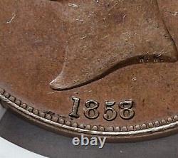 GREAT BRITAIN UK England 1 Penny 1858 /7 NGC MS 61 BN UNC Overdate Victoria