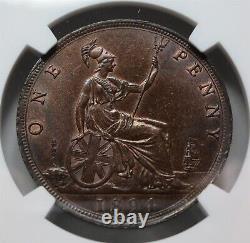 GREAT BRITAIN UK England 1 Penny 1894 NGC UNC Det. Young Victoria Scarce