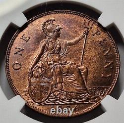 GREAT BRITAIN UK England 1 penny 1936 NGC MS 65 RB RED UNC