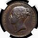 Great Britain. Victoria, 1855 Plain Trident, Young Head Penny, Ngc Ms62 Bn