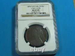 Great Britain 1 Penny Coin, 1875 Large Date, NGC MS 63 BN, KM-755