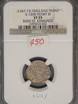 Great Britain 1247-72 Penny S-1368 NGC VF35 HENRY III BURY ST. EDMUNDS