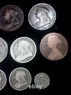 Great Britain 1816-1898 Lot of 15 19th Century Coins. 925 and Bronze SHIPS FREE