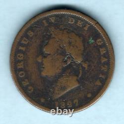 Great Britain. 1827 George IV Penny. RARE Date. AF/VG