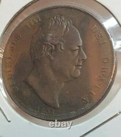 Great Britain 1831 One Penny William IV Ex High Grade Rare Wow