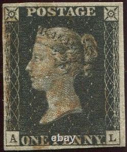 Great Britain 1840 1d Penny Black'AL' Plate 6. 4 Margin. Red Maltese Cross