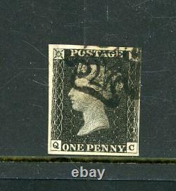 Great Britain 1840 Penny Black Plate 8, 4-Margins fine-used (P1242)